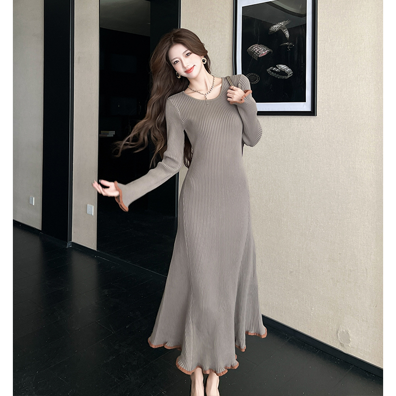 2025 Fall Winter New Knit Dress Women Design Slim Fit with Coat Base Layer Sweater Dress Trend