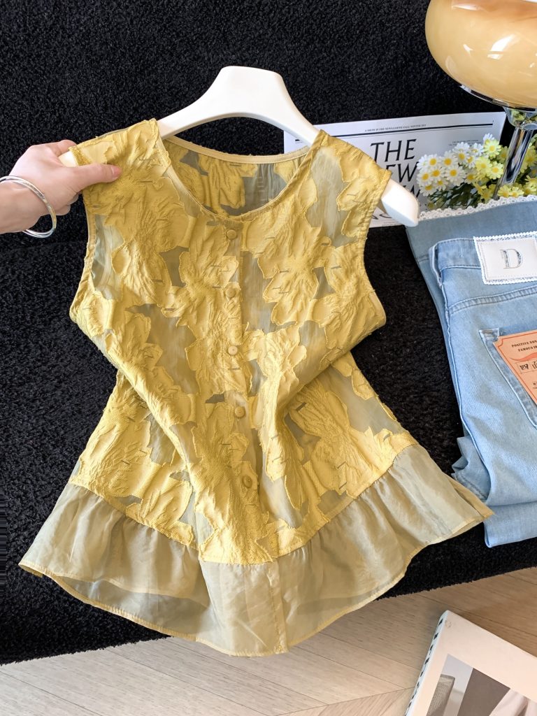 Light Luxury Sleeveless Blouse for Women Summer Loose Thin Shirt - Style c5d975