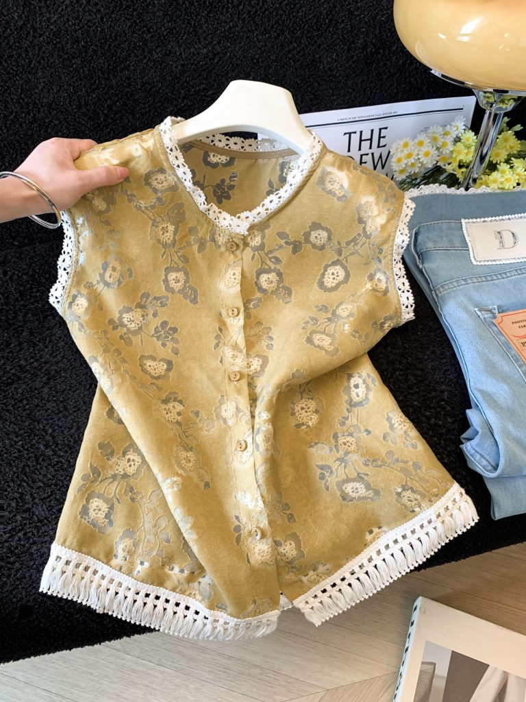 Light Luxury Sleeveless Blouse for Women Summer Loose Thin Shirt - Style 02849d